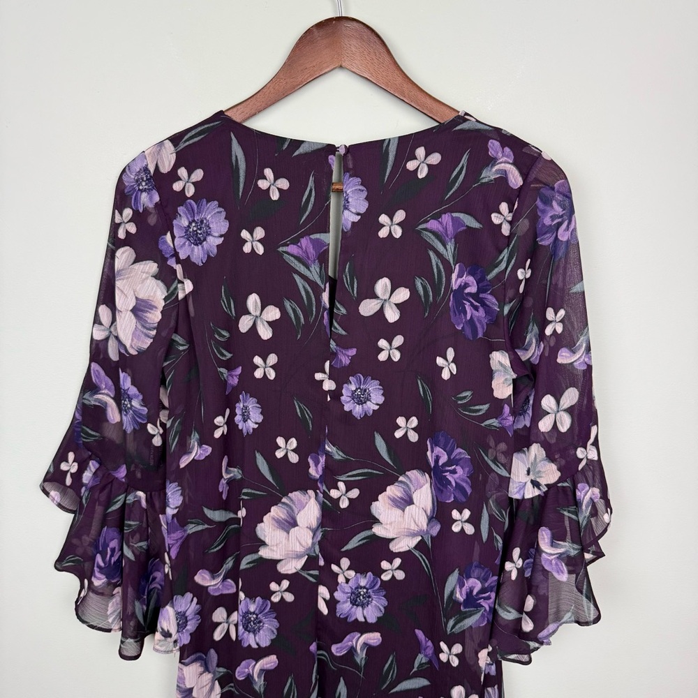 Calvin Klein Floral Print Bell Sleeve Shift Dress - Picture 8 of 10